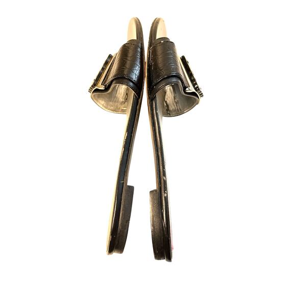 Tahari Black Buckle Flat Slide Slip Sandals 9 - Picture 11 of 11